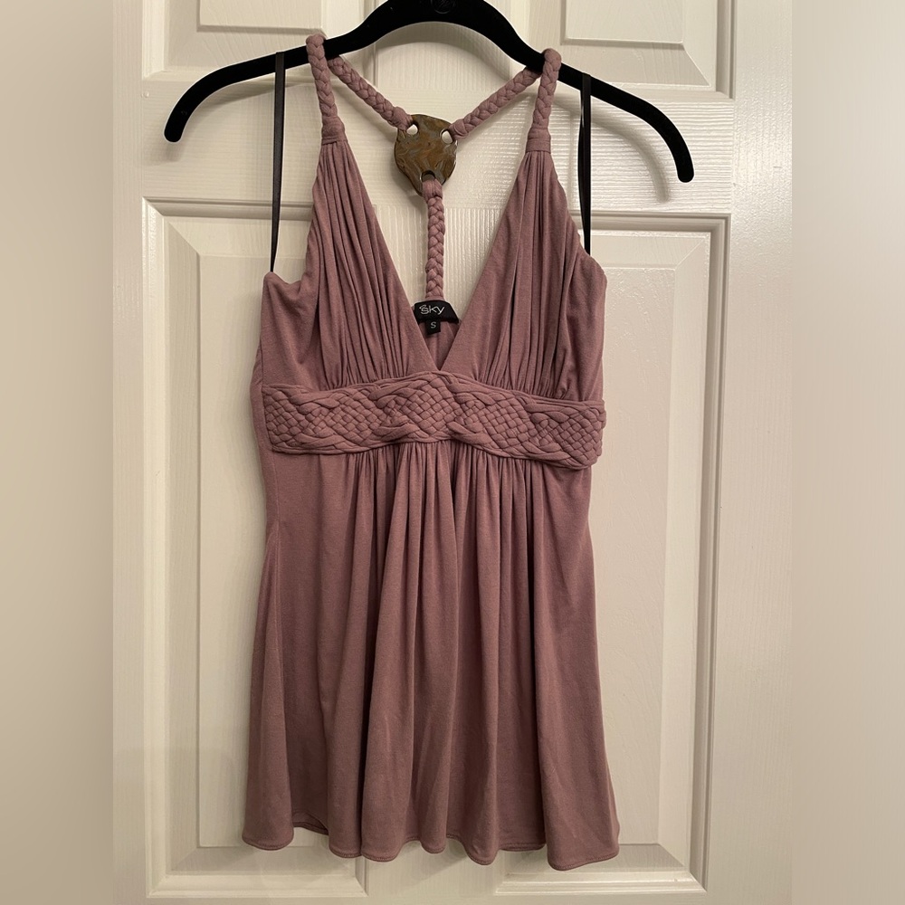 Sky Bohemian Top. Size small. Brown Taupe. Lightly worn.